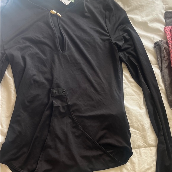 H&M Black Long Sleeve Bodysuit with Gold Accent - Picture 3 of 3